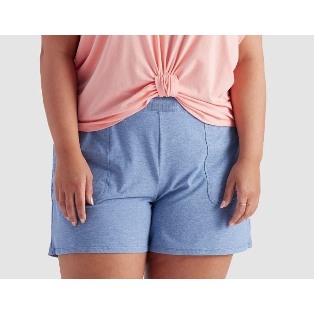 Freely Women's Plus Size‎ Coastal Luxe Zipper Pocket Shorts in Blue 1X MSRP $30